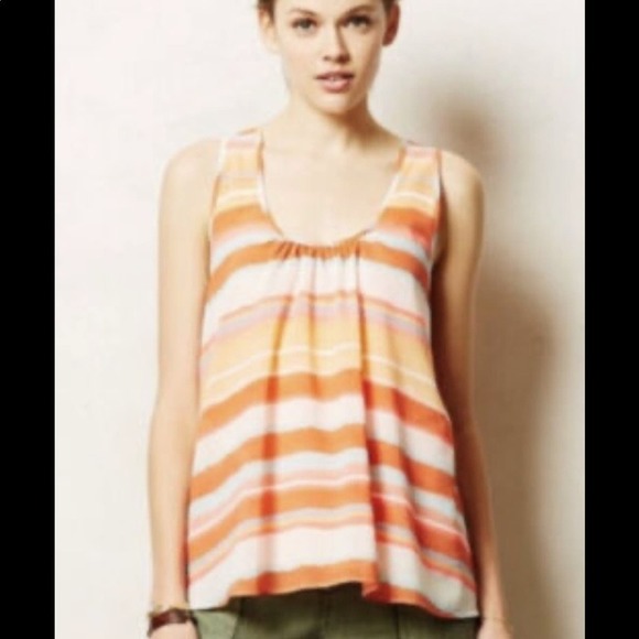 Anthropologie Meadow Rue Orange Striped Open Back Tank Size XS - Picture 2 of 9